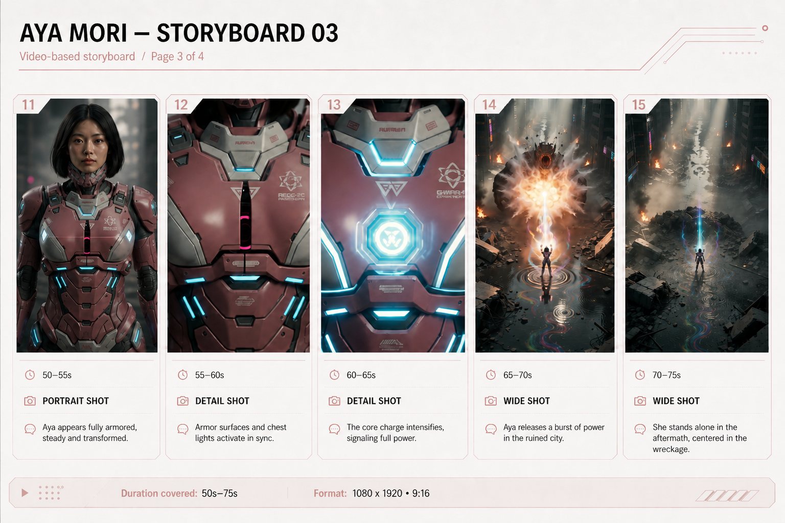 Aya Mori storyboard page 3 — 50s to 75s.