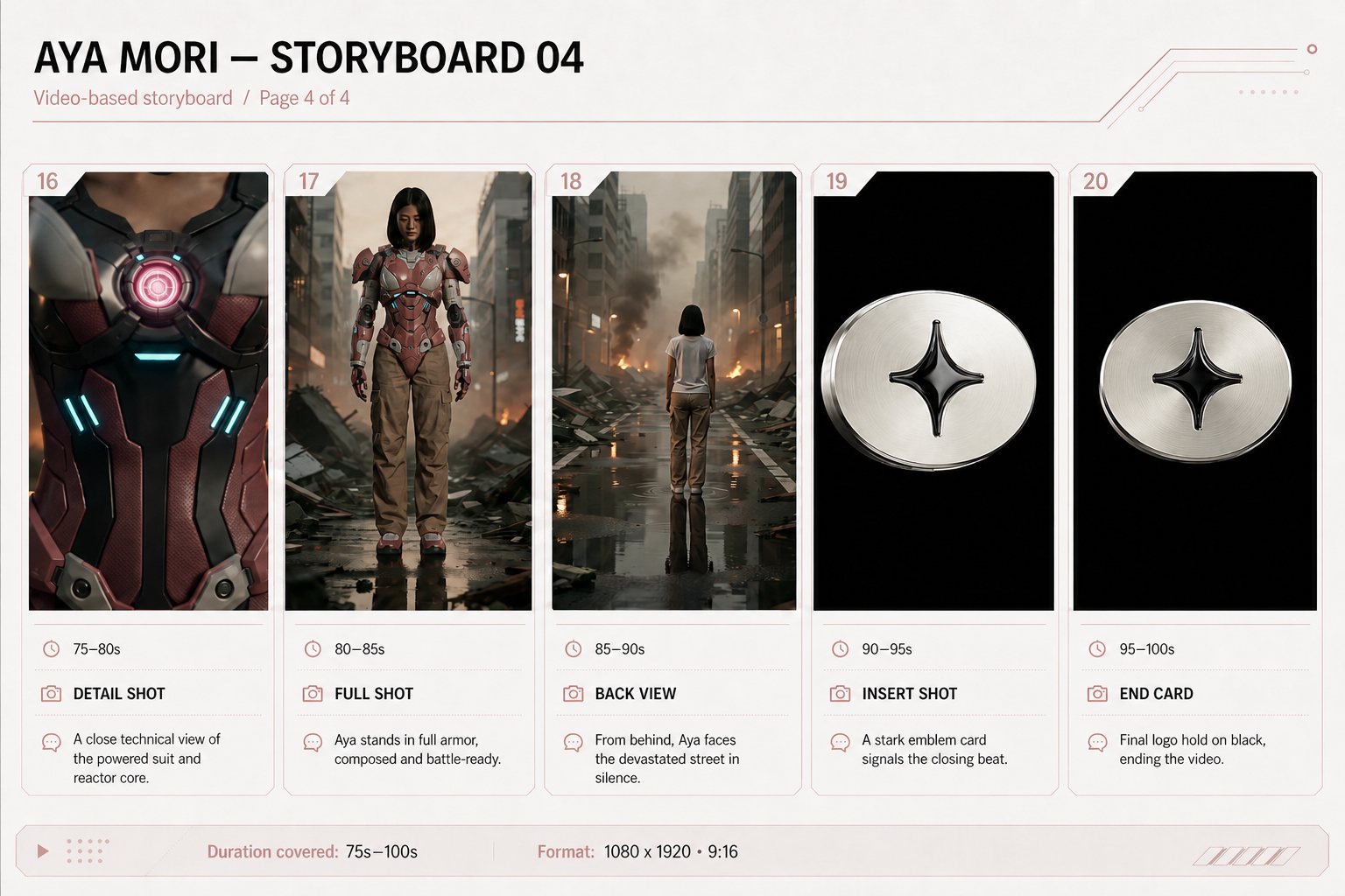 Aya Mori storyboard page 4 — 75s to 100s.